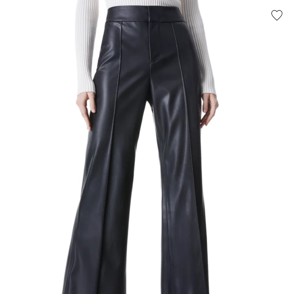 Alice & Olivia vegan leather black wide leg pant size 2